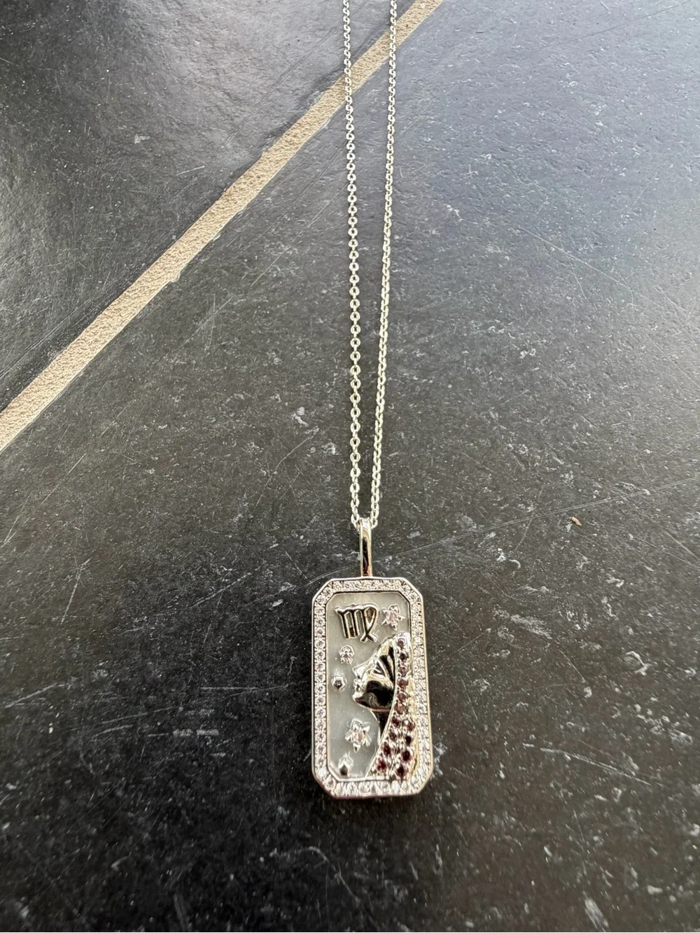 Zodiac Amulet Silver Virgo Pendant Necklace adjustable length
